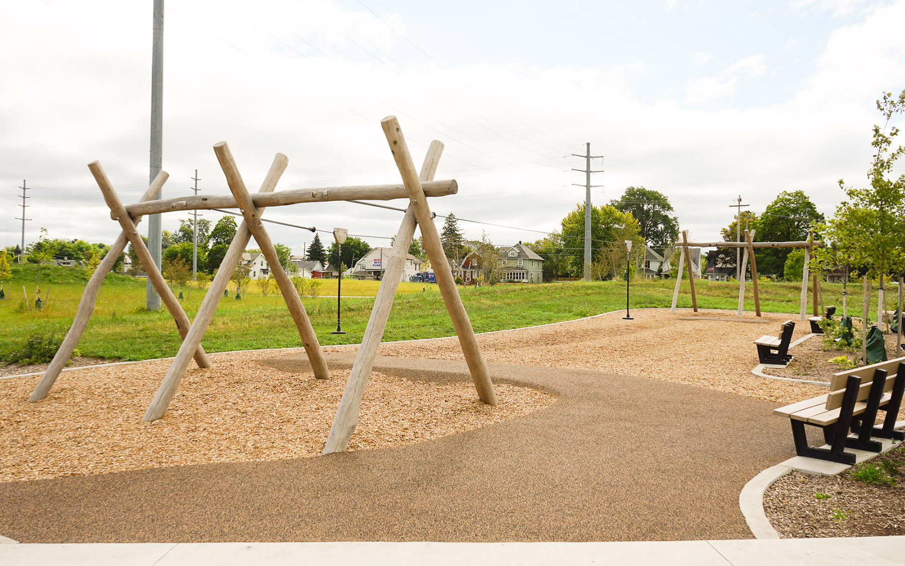 natural playground equipment cableways