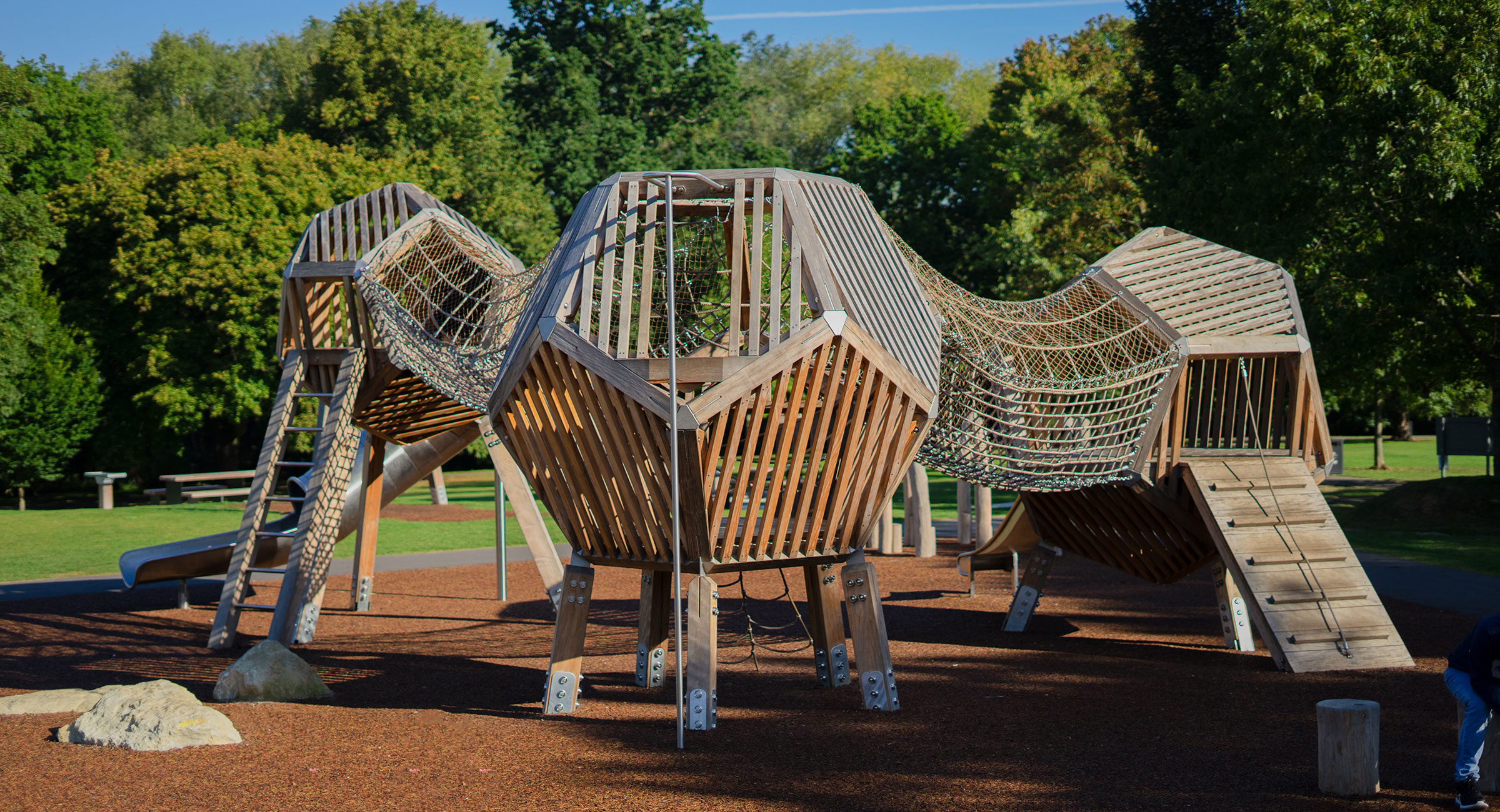 natural playground equipment timber climbing frame duncan and grove